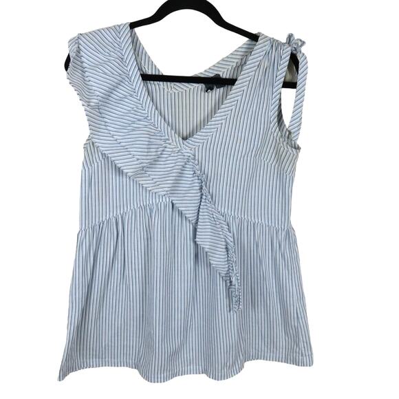 Left of Center Anthropologie Blue White Stripe Sleeveless Top - Women's XS - Picture 1 of 7